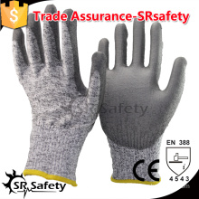 SRSAFETY 13G knitted liner coated PU on palm Anti-cut safety working gloves, cut level 5